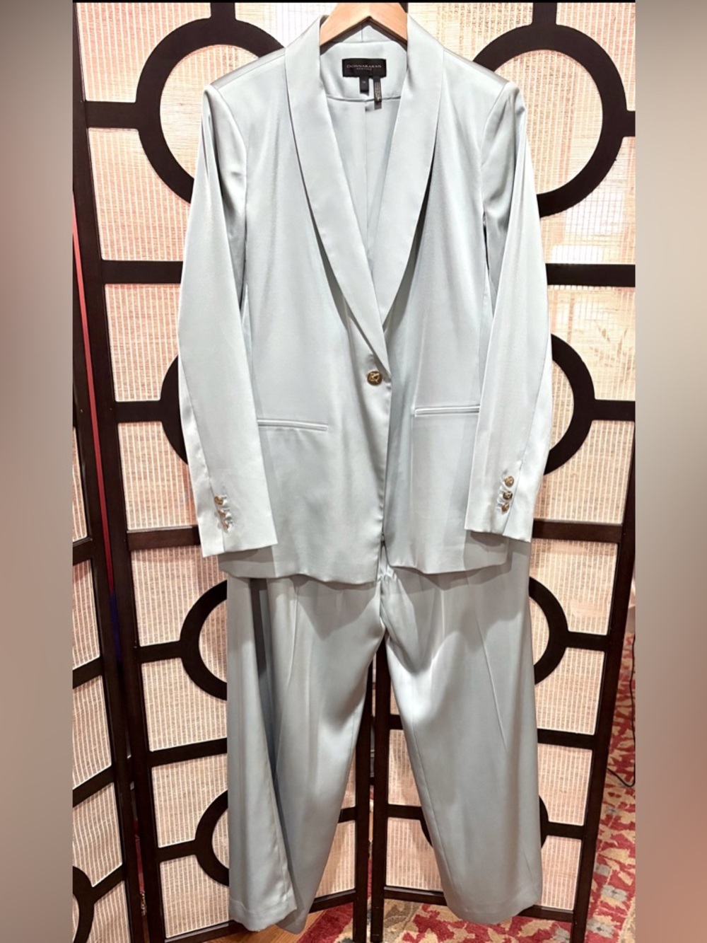 Light Green Satin 2 pc Blazer & Trousers Set